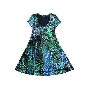 Karen Kane Midi Dress M Multi-color Paisley Fairy Artsy Whimsical Goblincore